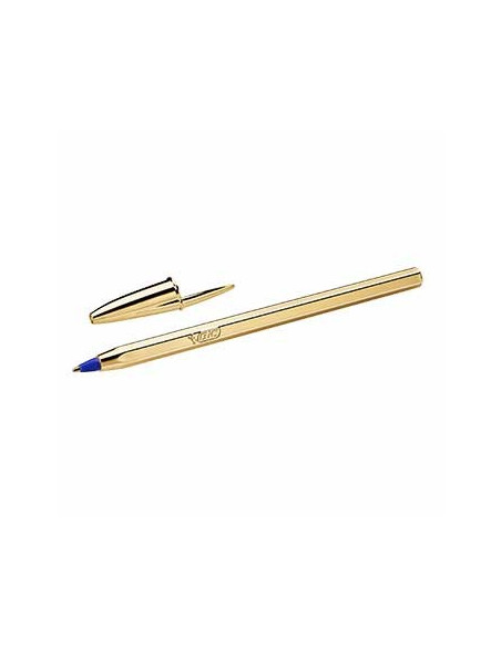 Esferografica Ball Point BICMedium dourada cor Azul cx20