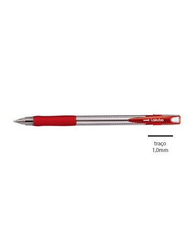 Esferografica Uni Lakubo SG100 Ruber Grip 1,0mm Vermelho-12u