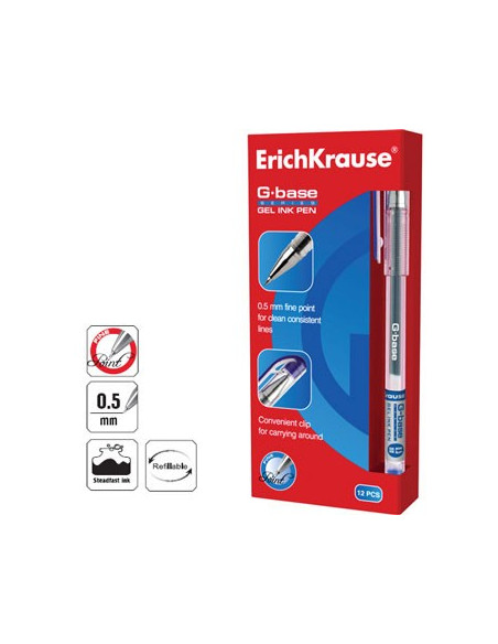 Esferográfica Gel EK GBase Azul Pack 12un