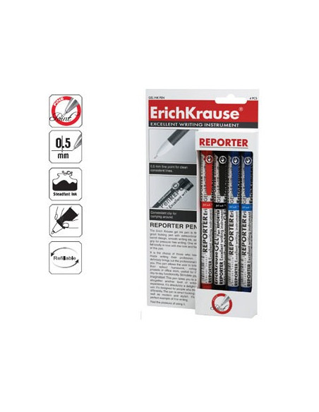 Esferografica EK Reporter 0,5  - Blister 2 Azul 1Preto 1Verm