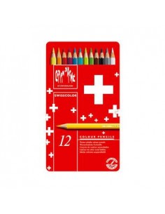 Lapis Cor Caran DAche Swisscolor Cx Metalica 12 Cores