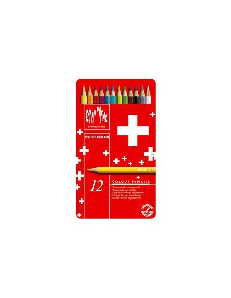 Lapis Cor Caran DAche Swisscolor Cx Metalica 12 Cores