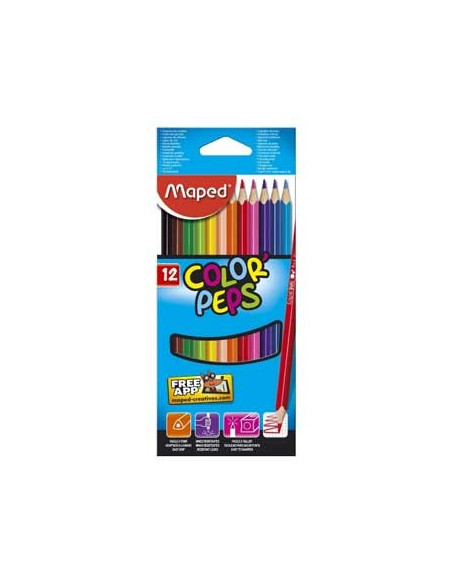 Lapis Cor Maped Peps Long (20cm) Cx Cartao 12un