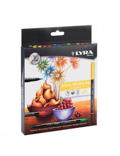 Marcador Duas Pontas Lyra Aqua Brush Duo Cx Cartao 24un