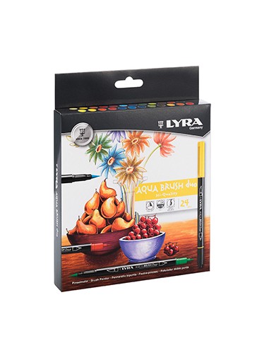 Marcador Duas Pontas Lyra Aqua Brush Duo Cx Cartao 24un
