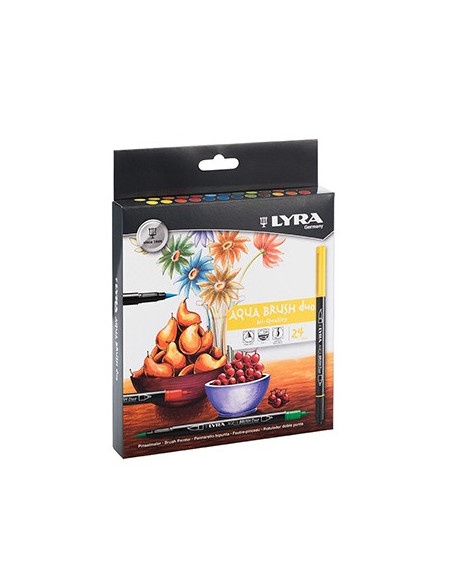 Marcador Duas Pontas Lyra Aqua Brush Duo Cx Cartao 24un