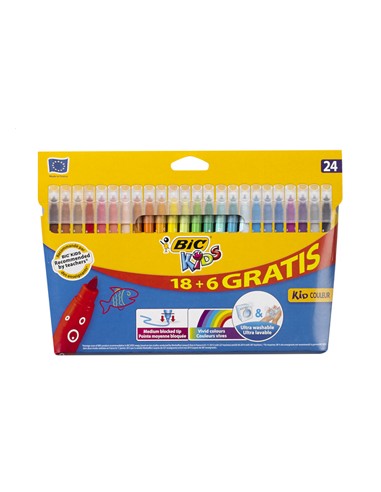 Marcador Feltro Bic Kids Couleur 24 Cores (18+6)