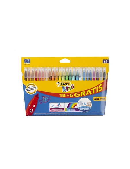 Marcador Feltro Bic Kids Couleur 24 Cores (18+6)