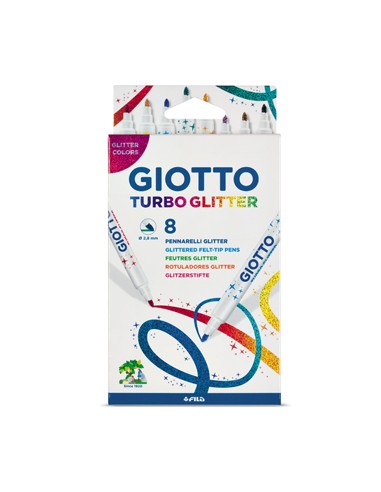 Marcador Feltro Giotto Turbo (Glitter) 8 Cores