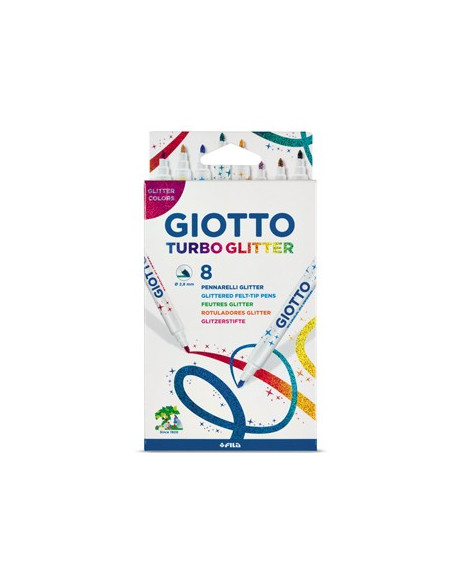 Marcador Feltro Giotto Turbo (Glitter) 8 Cores