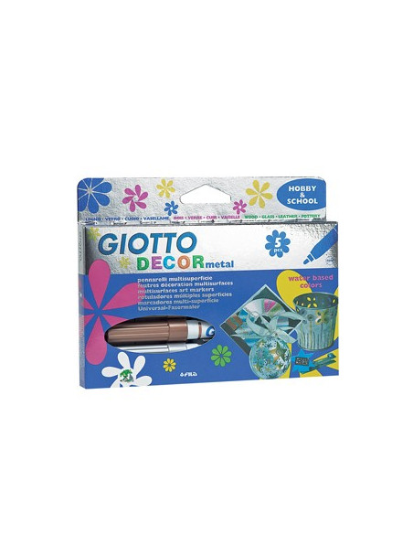 Marcador Pintura Giotto Decor Metal Cx 5 Cores Sortidas
