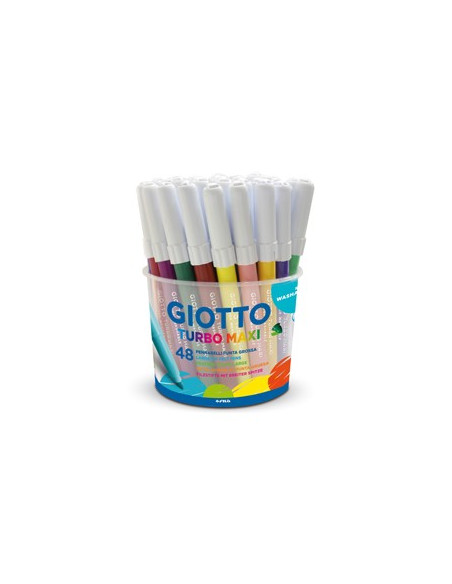 Marcador Feltro Giotto Turbo Maxi (Copo) 48Unid (4X12 Cores)
