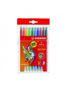 Marcador Feltro Stabilo Trio 2 in 1 Carteira Plastica 10Core