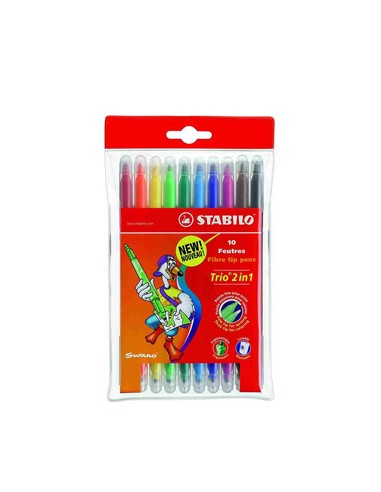 Marcador Feltro Stabilo Trio 2 in 1 Carteira Plastica 10Core