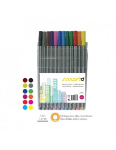 Marcador fineliner 0,5mm smartd pack 12 cores sortidas