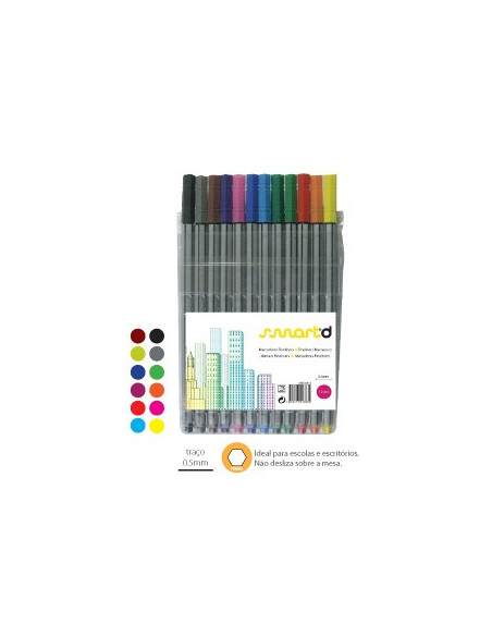Marcador fineliner 0,5mm smartd pack 12 cores sortidas