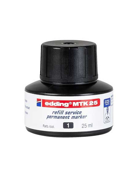 Recarga p/Marcador Permanente Grosso Edding MTK 25ml Preto 1