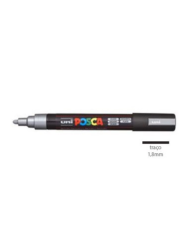 Marcador Uniball Posca PC5M 1,8mm Prata -1un