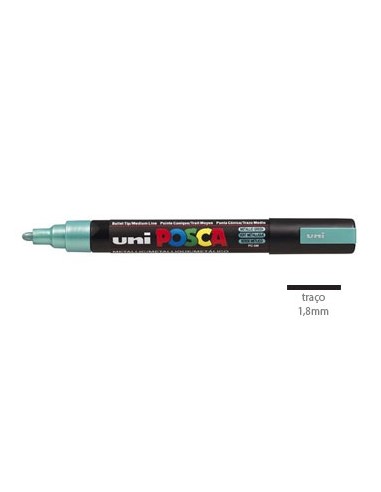 Marcador Uniball Posca PC5M 1,8mm Verde Metalico-1un