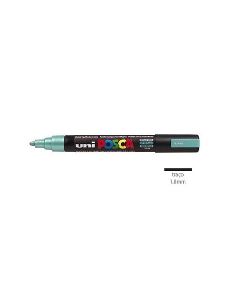 Marcador Uniball Posca PC5M 1,8mm Verde Metalico-1un