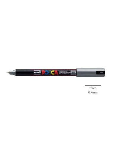 Marcador Uniball Posca PC1MR 0,7mm Prata -1un