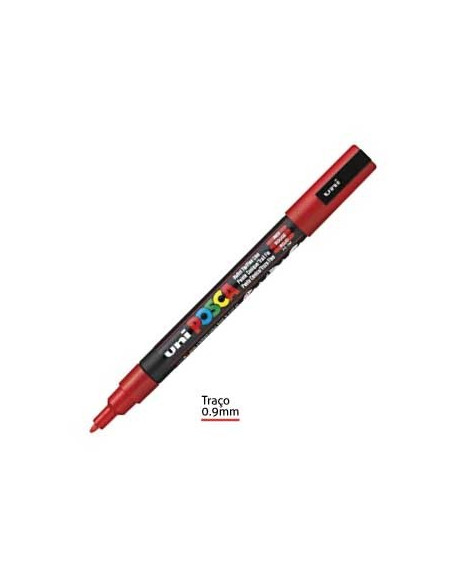 Marcador Uniball Posca PC3M 0,9mm Vermelho -1un