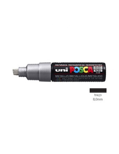 Marcador Uniball Posca PC8K 8,0mm Prata -1un