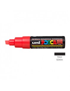 Marcador Uniball Posca PC8K 8,0mm Vermelho Fluorescente -1un