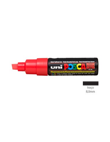 Marcador Uniball Posca PC8K 8,0mm Vermelho Fluorescente -1un