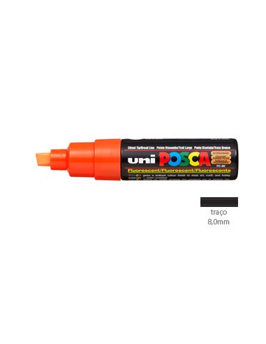 Marcador Uniball Posca PC8K 8,0mm Laranja Fluorescente -1un