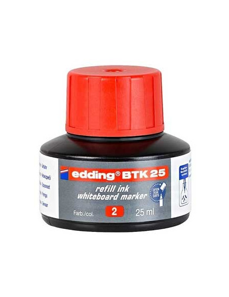 Recarga p/Marcador Quadros Brancos Edding BTK 25ml Vermelho