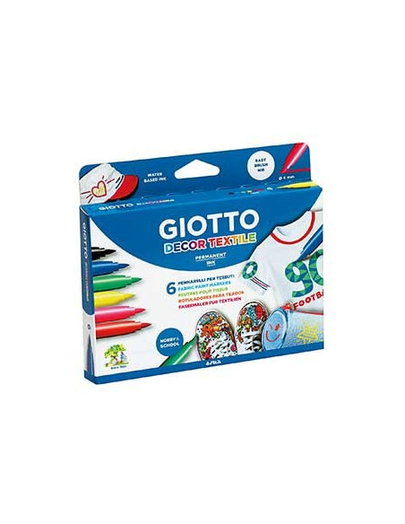 Marcador Tecidos Giotto Decor Cores Sortidas - 6un