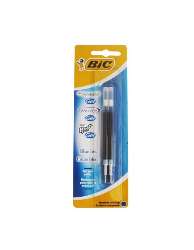 Recarga Esfer.BIC GEL Azul (ReAction/Velocity Stic/Pro+) 2un