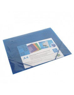 Pasta Plastico c/Elasticos A4 3 abas Transparente Azul