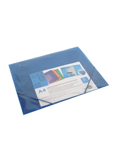 Pasta Plastico c/Elasticos A4 3 abas Transparente Azul