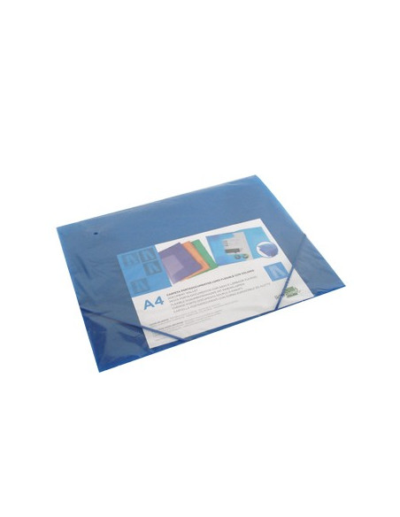 Pasta Plastico c/Elasticos A4 3 abas Transparente Azul