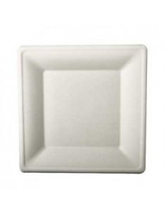 Pratos Cana de Açucar Cor Natural Quadrado 26x26cm 50un