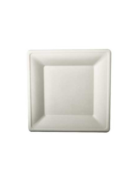 Pratos Cana de Açucar Cor Natural Quadrado 26x26cm 50un