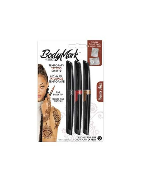 Marcador Tatuagens Temporárias BIC Henna Vibes 3 Cores