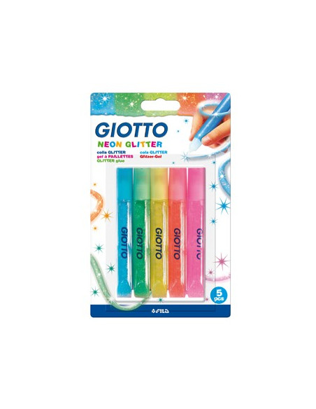 Marcadores Giotto Glitter Glue Neon 5x10,5ml