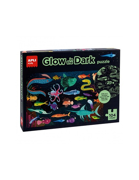 Jogo Educativo Puzzle Apli Fluorescente Oceano 104 Peças