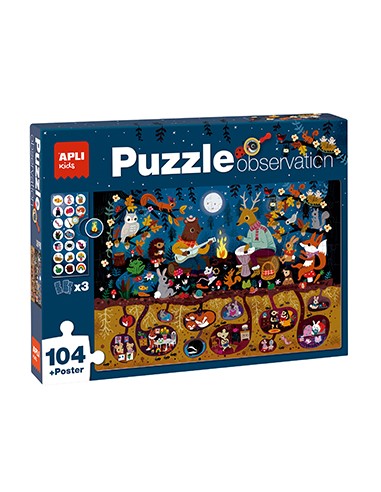 Jogo Educativo Puzzle Apli Observação do Bosque 104 Peças