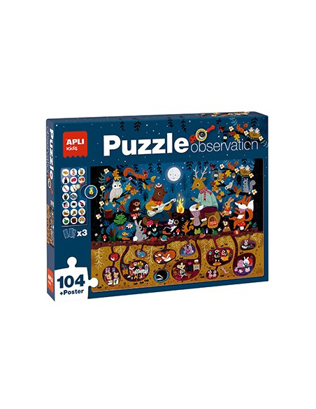 Jogo Educativo Puzzle Apli Observação do Bosque 104 Peças