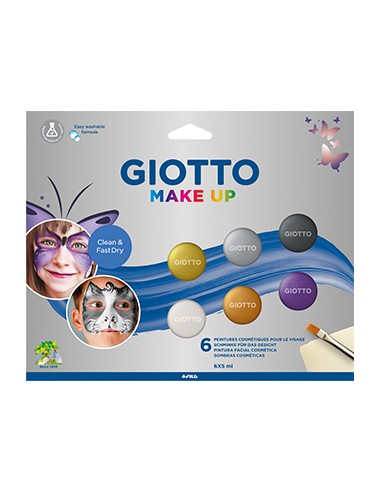 Pintura Facial Giotto Make Up Metalizadas Pincel Esponja 6un