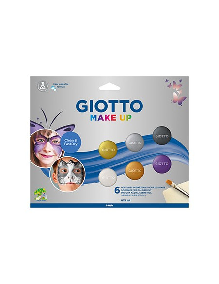 Pintura Facial Giotto Make Up Metalizadas Pincel Esponja 6un