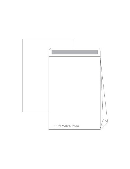 Envelopes Saco 353x250x40  Branco c/Fole Lado Cx500un