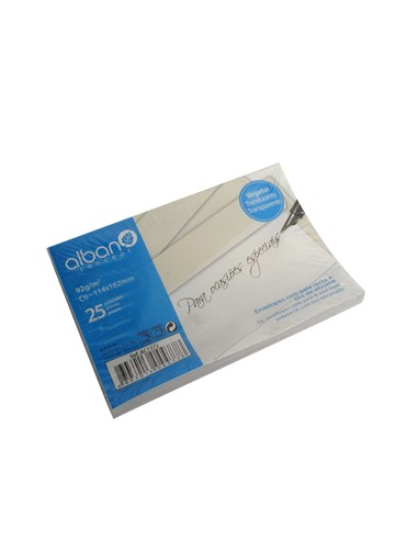 Envelope Papel Vegetal Transp.92gr 114x162 Pala Recta Pack25