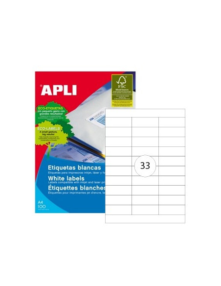 Etiquetas 70x25,4 Apli 01270 100 Folhas 3300un