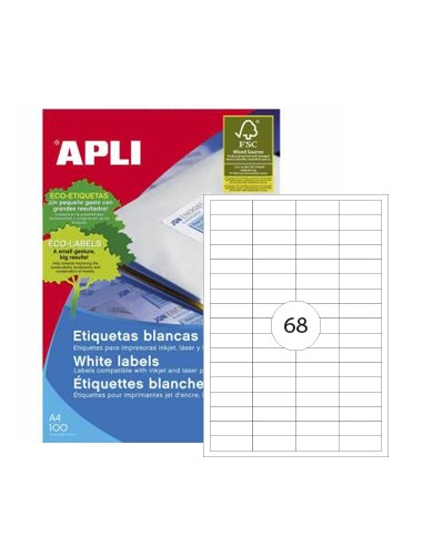 Etiquetas 48,5x16,9 Apli 100 Folhas A4 6800un