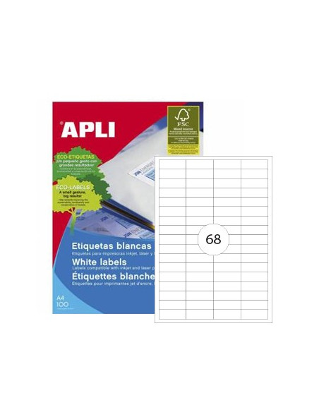Etiquetas 48,5x16,9 Apli 100 Folhas A4 6800un